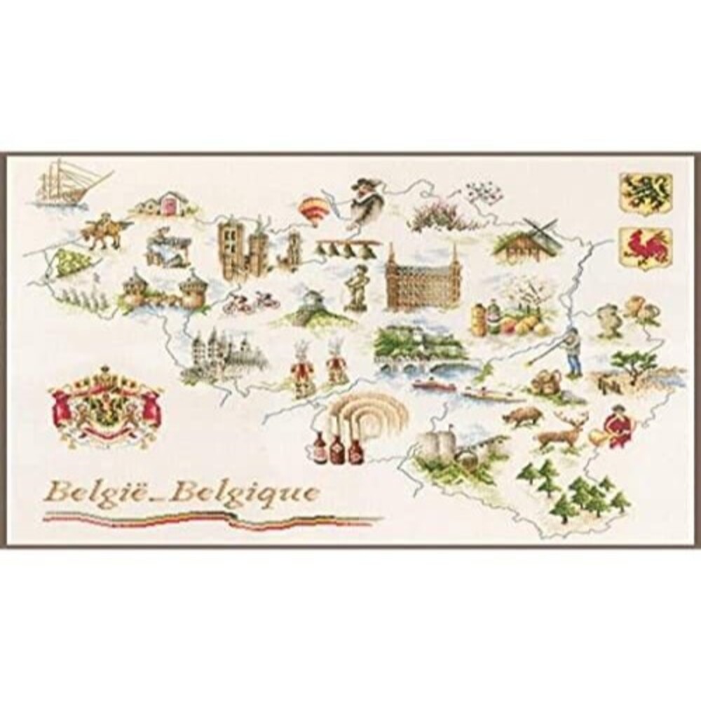 Lanarte PN-0173689 Cross Stitch Belgium Map Counted Pattern Kit Cotton,
